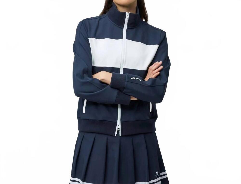 NEW TILLEY warm up jacket in navy/white